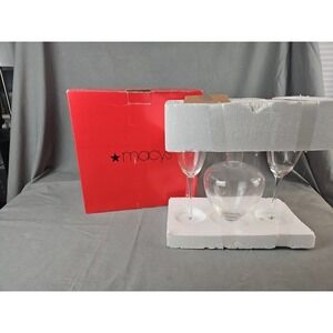 Vintage Macy's Dept Store Glass Decanter 2‎ Glasses Set 535475